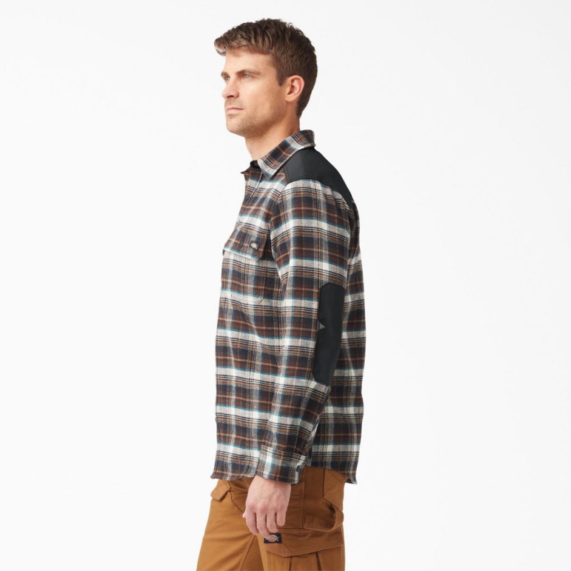 Brown Men's Dickies Heavyweight Brawny Flannel Shirt | YOX917842