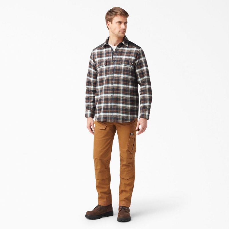 Brown Men's Dickies Heavyweight Brawny Flannel Shirt | YOX917842