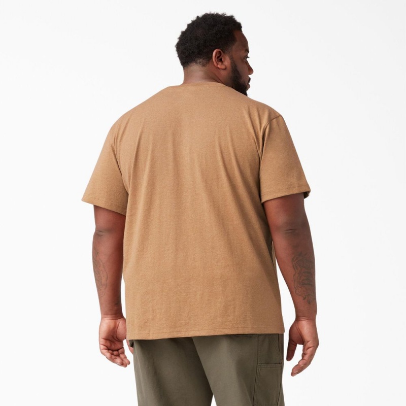 Brown Men's Dickies Heavyweight Heathered Short Sleeve Pocket T-Shirt | HWI704239