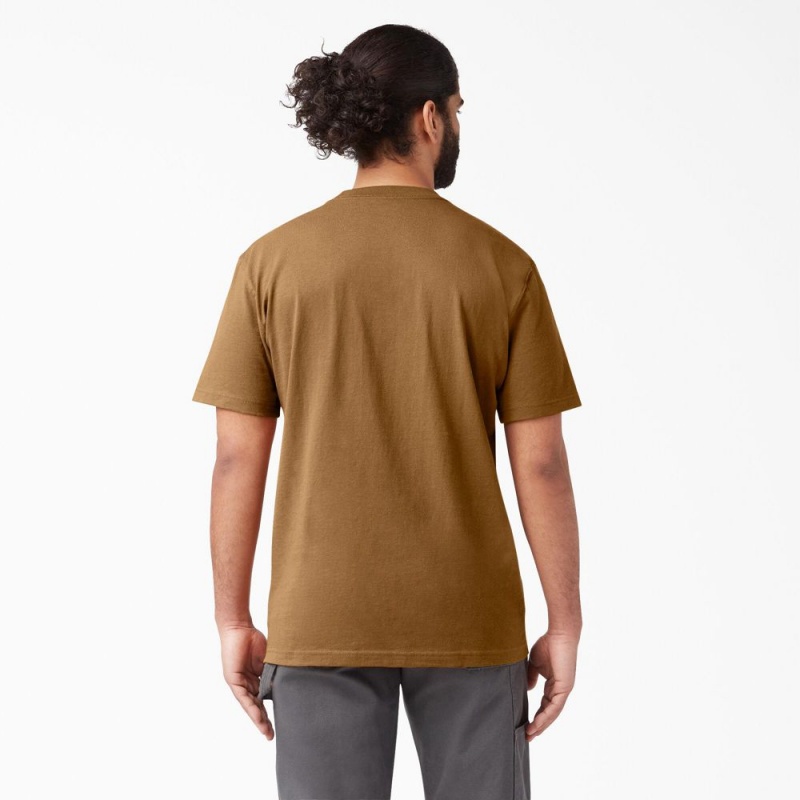 Brown Men's Dickies Heavyweight Short Sleeve Pocket T-Shirt | NBY697183