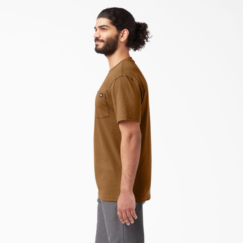 Brown Men's Dickies Heavyweight Short Sleeve Pocket T-Shirt | NBY697183