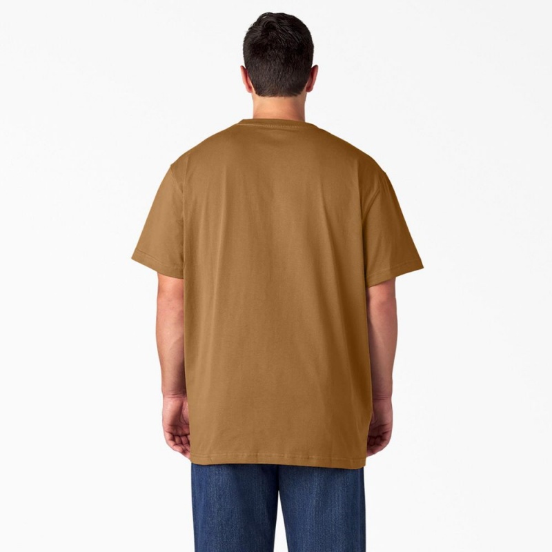 Brown Men's Dickies Heavyweight Short Sleeve Pocket T-Shirt | NBY697183