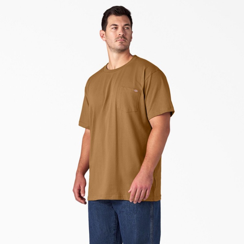 Brown Men's Dickies Heavyweight Short Sleeve Pocket T-Shirt | NBY697183