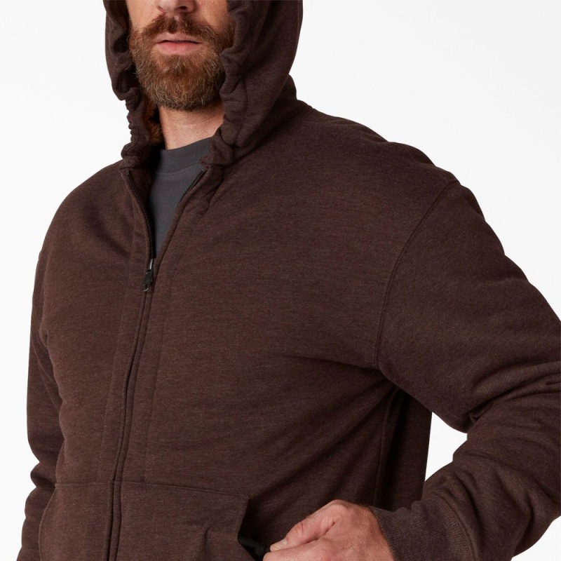 Brown Men's Dickies High Pile Fleece Lined Full Zip Hoodie | GRD278463