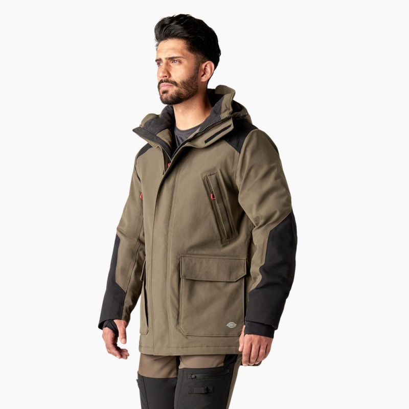 Brown Men's Dickies Insulated Parka Jacket | IOE387065