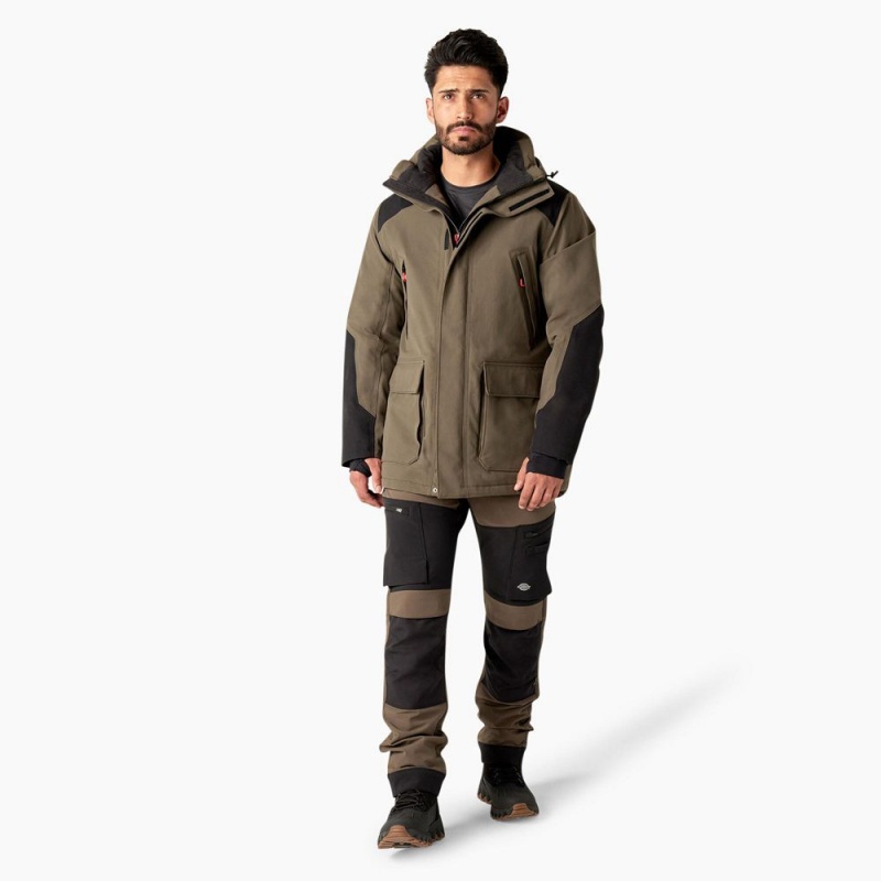 Brown Men's Dickies Insulated Parka Jacket | IOE387065