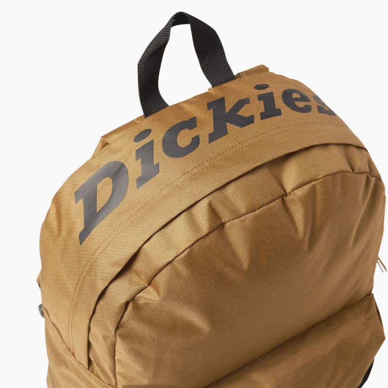 Brown Men's Dickies Logo Backpack | CUG345082