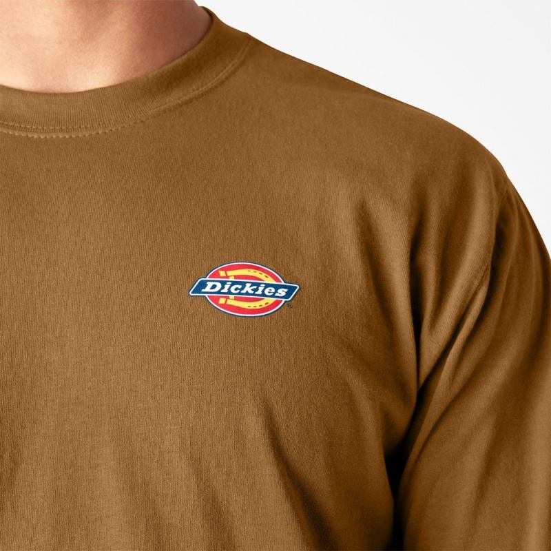 Brown Men's Dickies Long Sleeve Workwear Graphic T-Shirt | QLP096317