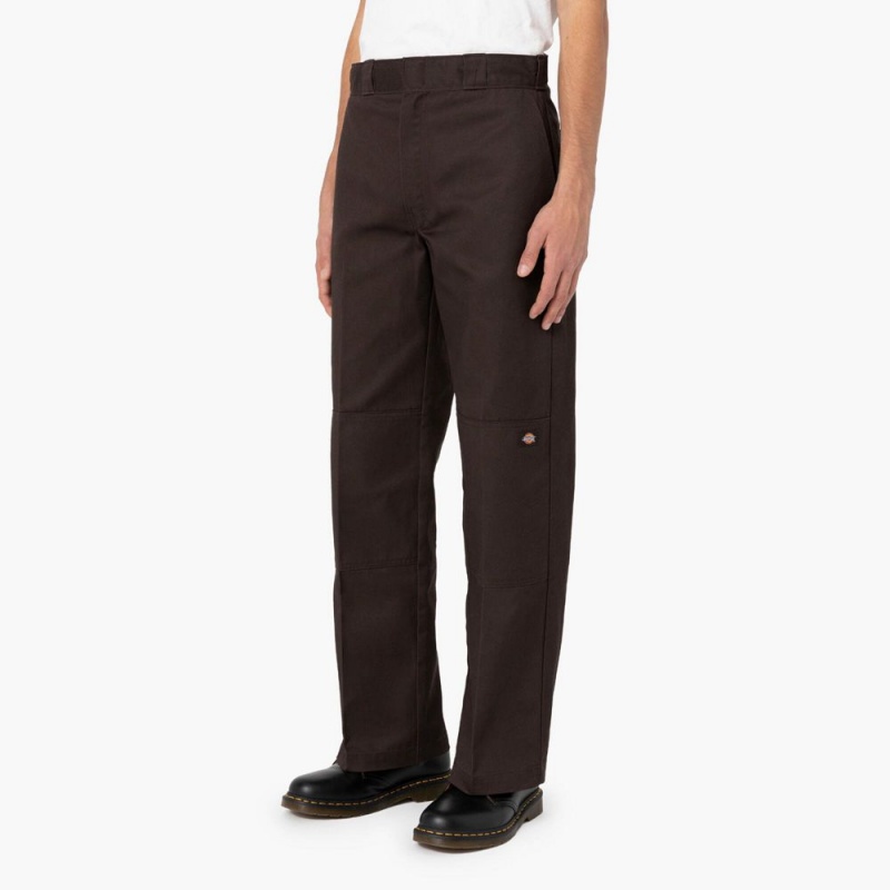 Brown Men's Dickies Loose Fit Double Knee Work Pants | ANO174259