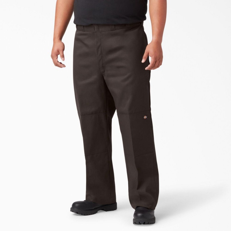 Brown Men's Dickies Loose Fit Double Knee Work Pants | ANO174259