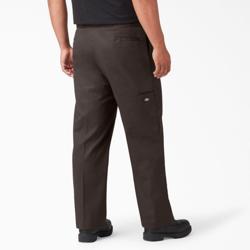 Brown Men's Dickies Loose Fit Double Knee Work Pants | ANO174259