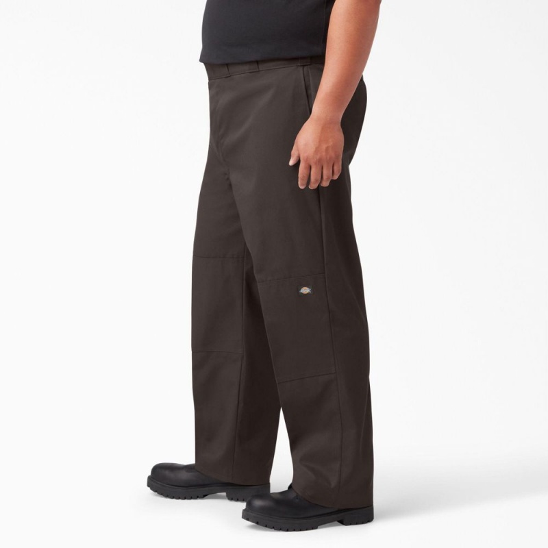 Brown Men's Dickies Loose Fit Double Knee Work Pants | ANO174259