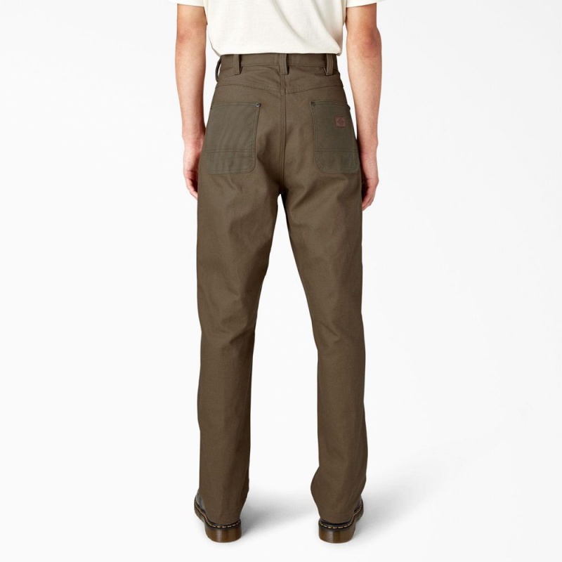 Brown Men's Dickies Lucas Waxed Canvas Double Knee Pants | ZUF045869