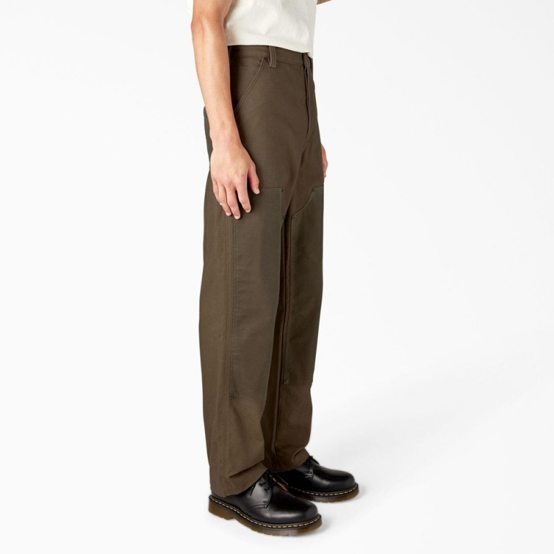 Brown Men's Dickies Lucas Waxed Canvas Double Knee Pants | ZUF045869