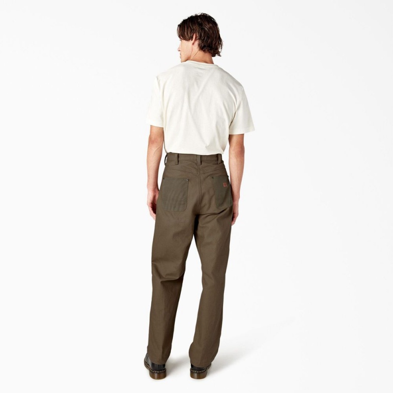 Brown Men's Dickies Lucas Waxed Canvas Double Knee Pants | ZUF045869