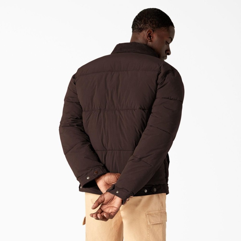 Brown Men's Dickies Overbrook Puffer Jacket | ZIP541786