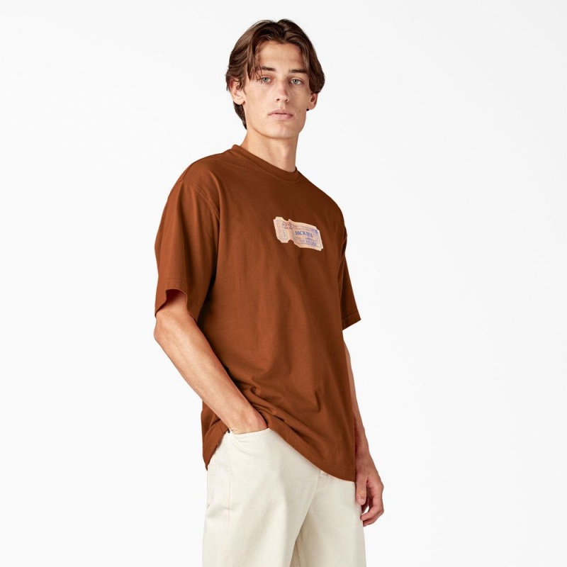 Brown Men's Dickies Paxico Graphic T-Shirt | WLD259807