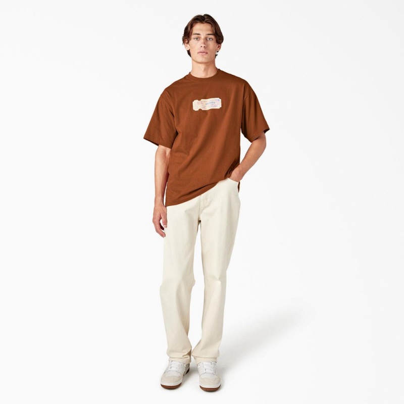 Brown Men's Dickies Paxico Graphic T-Shirt | WLD259807