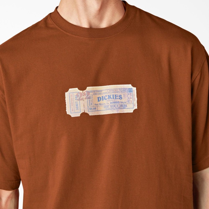 Brown Men's Dickies Paxico Graphic T-Shirt | WLD259807