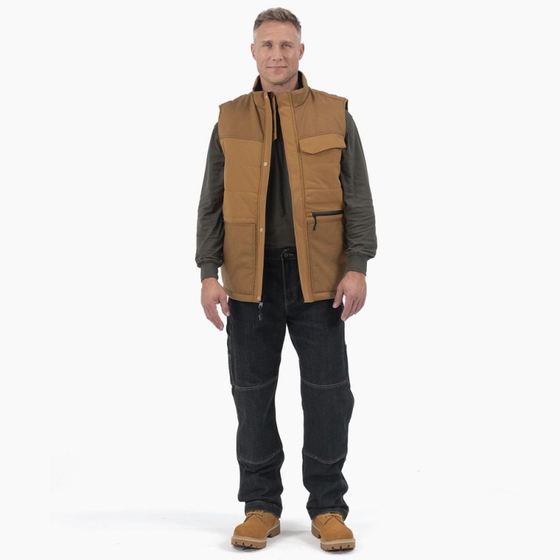 Brown Men's Dickies Performance Workwear Vest | AZF680739