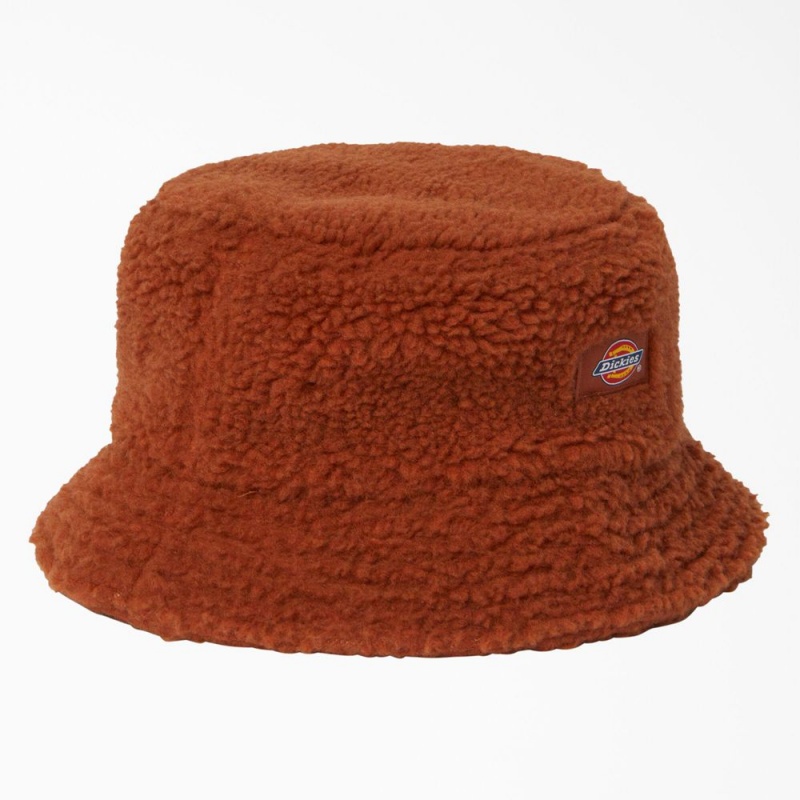 Brown Men\'s Dickies Red Chute Fleece Bucket Hat | TSV461850