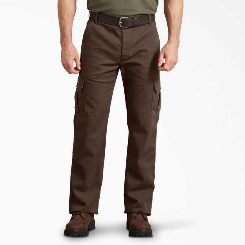 Brown Men\'s Dickies Regular Fit Duck Cargo Pants | RGK124695