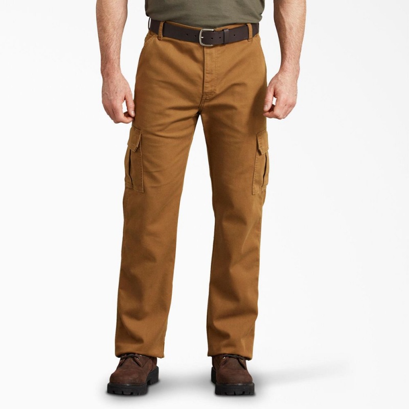 Brown Men\'s Dickies Regular Fit Duck Cargo Pants | GES590748