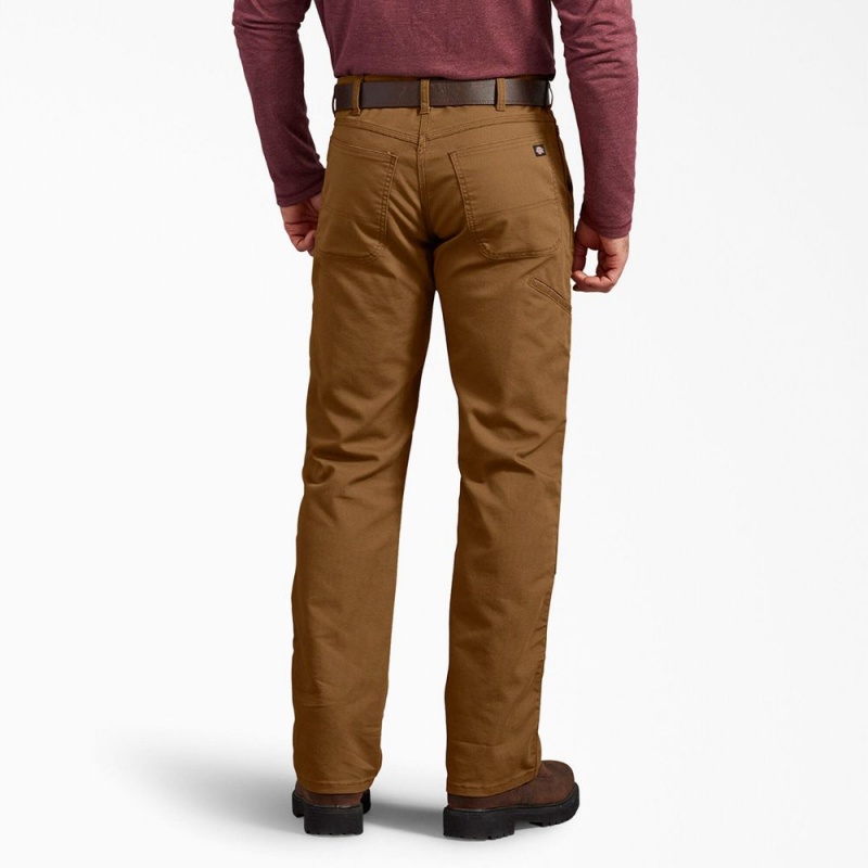 Brown Men's Dickies Regular Fit Duck Double Knee Pants | ZYX587013