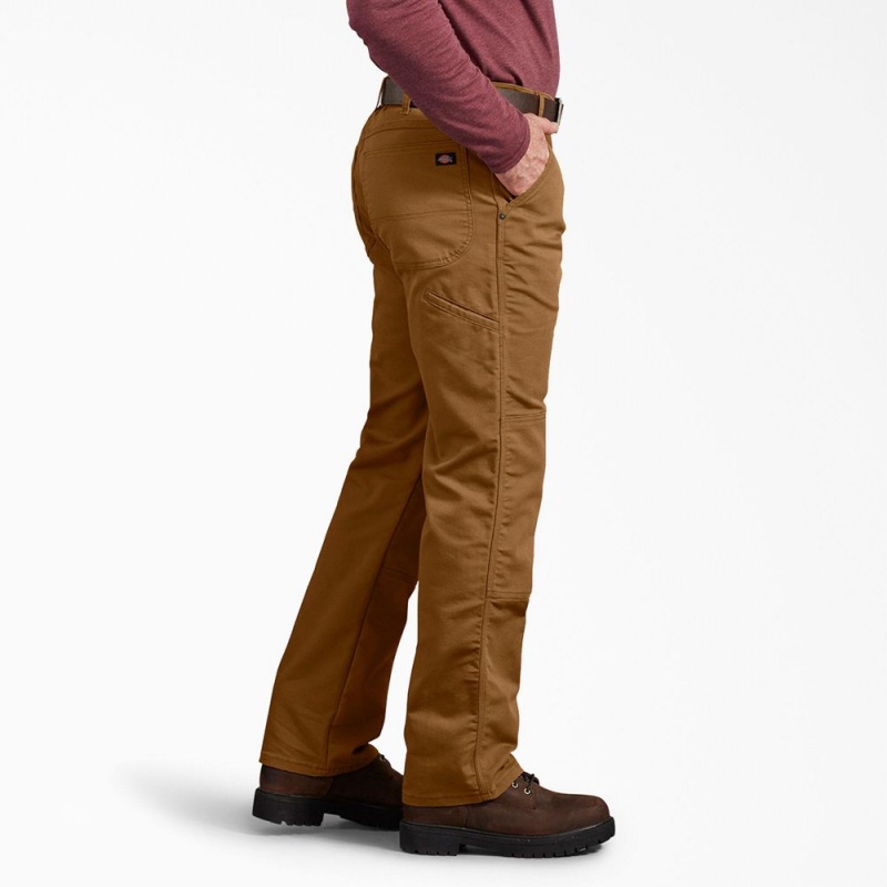 Brown Men's Dickies Regular Fit Duck Double Knee Pants | ZYX587013