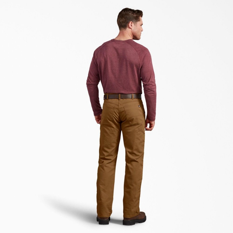 Brown Men's Dickies Regular Fit Duck Double Knee Pants | ZYX587013