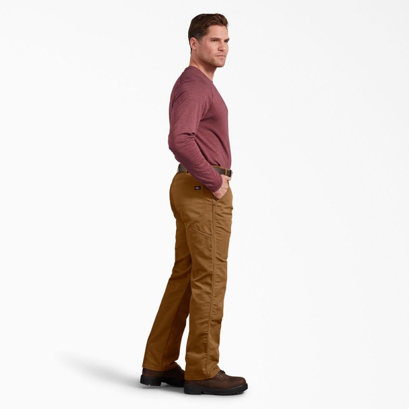 Brown Men's Dickies Regular Fit Duck Double Knee Pants | ZYX587013