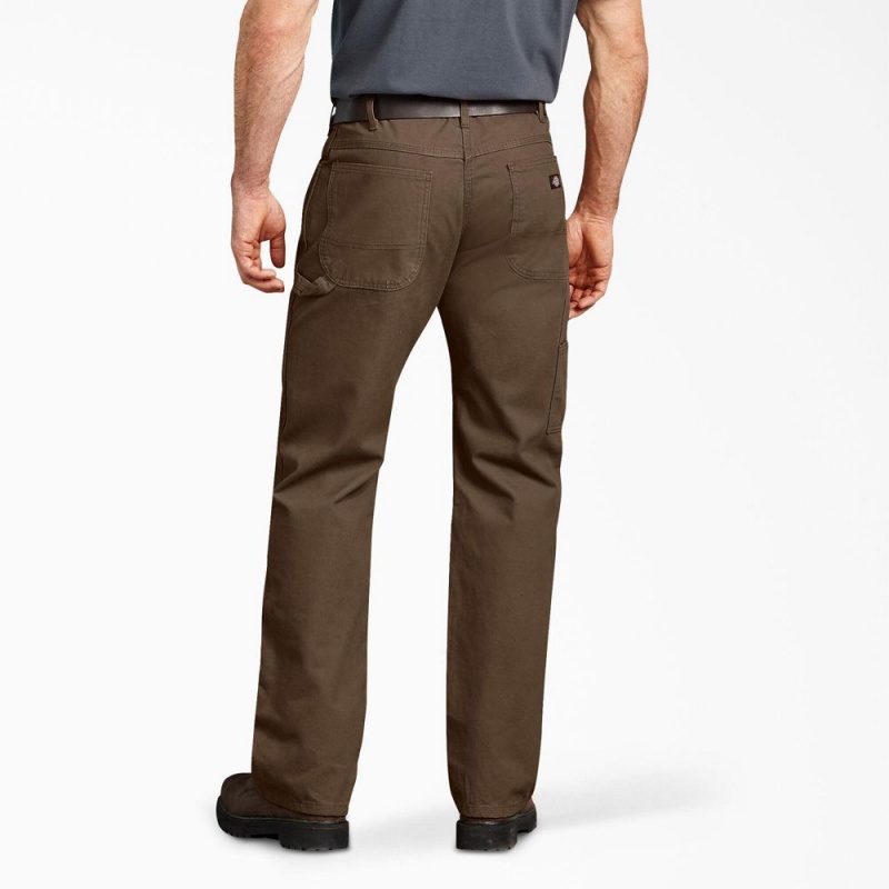 Brown Men's Dickies Relaxed Fit Duck Carpenter Pants | MWS761253