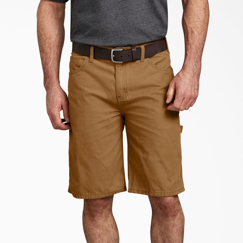 Brown Men's Dickies Relaxed Fit Duck Carpenter Shorts | VKW904617