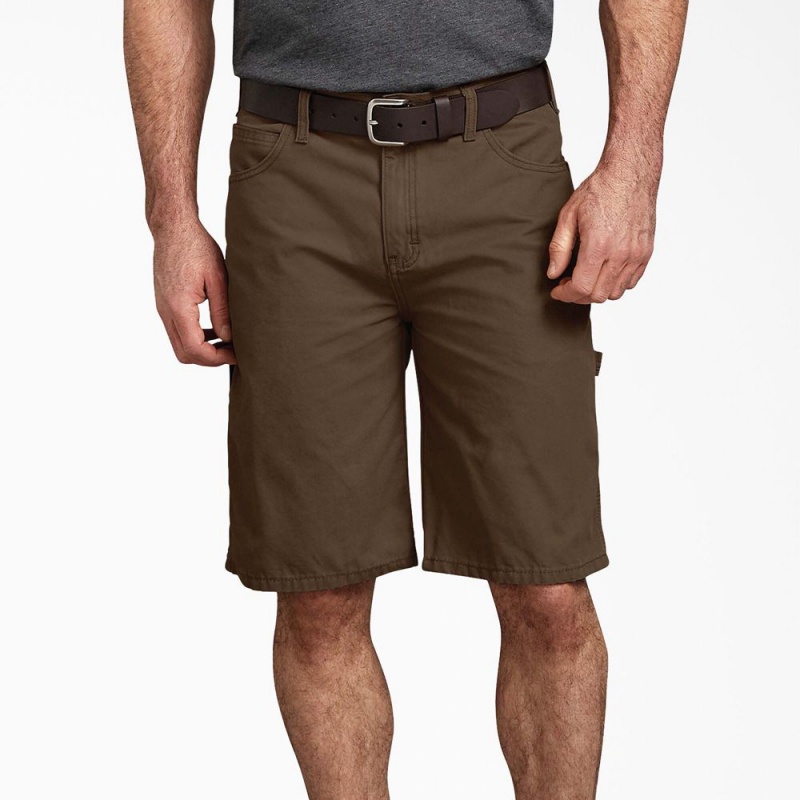 Brown Men's Dickies Relaxed Fit Duck Carpenter Shorts | CJL609157