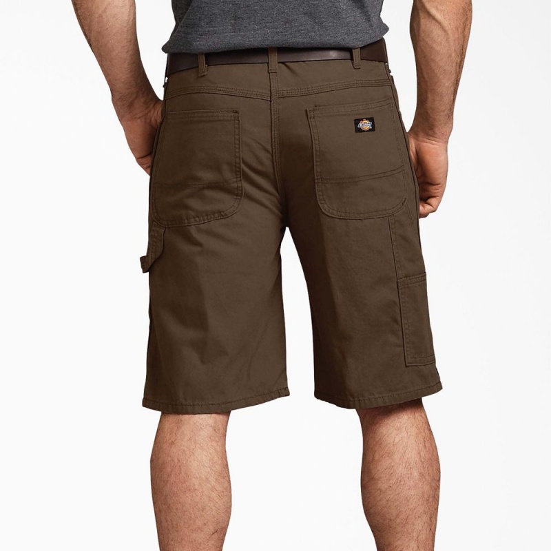 Brown Men's Dickies Relaxed Fit Duck Carpenter Shorts | CJL609157