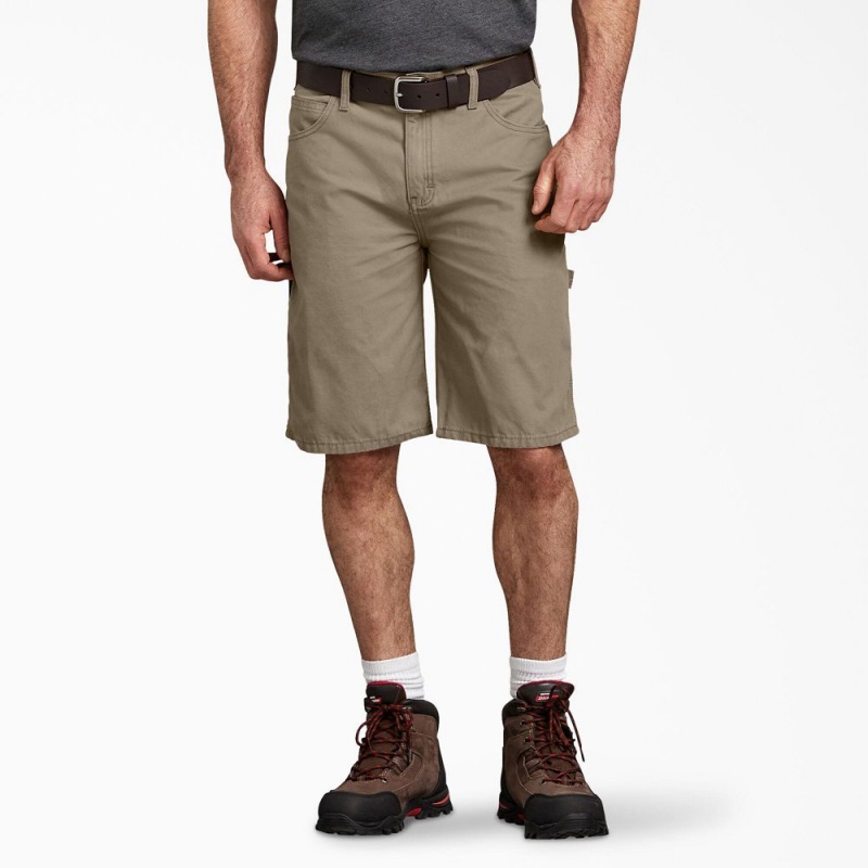 Brown Men\'s Dickies Relaxed Fit Duck Carpenter Shorts | BOU538162