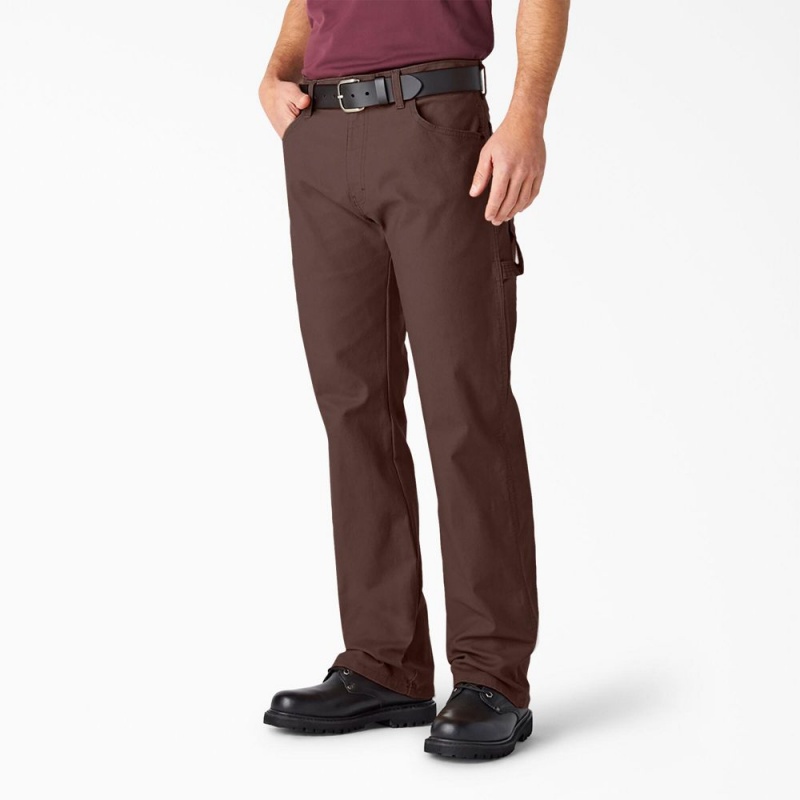 Brown Men\'s Dickies Relaxed Fit Heavyweight Duck Carpenter Pants | ZAD685274