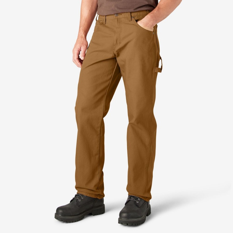 Brown Men's Dickies Relaxed Fit Heavyweight Duck Carpenter Pants | MZL520918