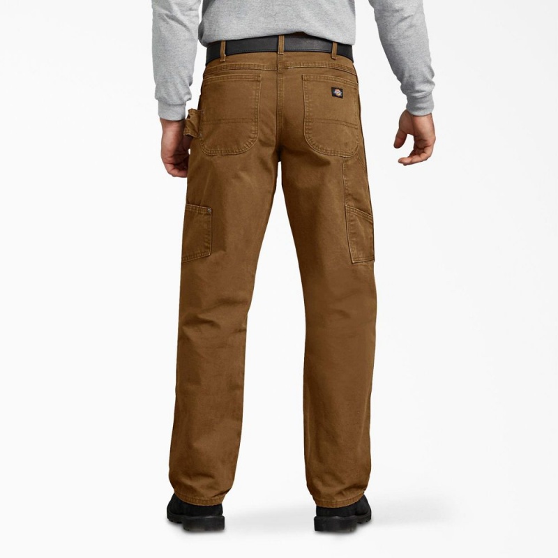 Brown Men's Dickies Relaxed Fit Sanded Duck Carpenter Pants | WCP365498