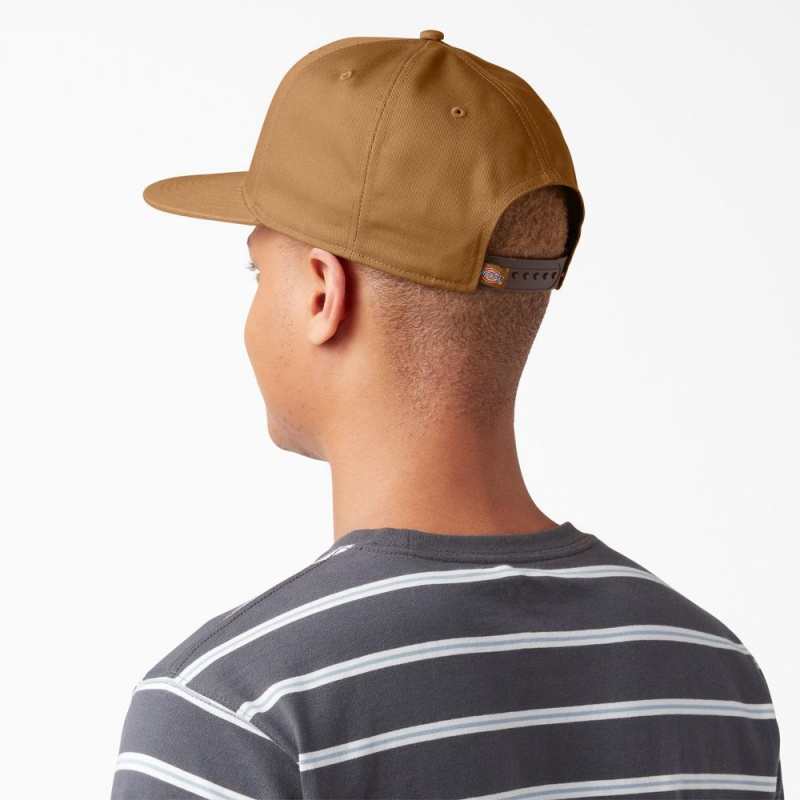 Brown Men's Dickies Skateboarding Flat Bill Cap | FIC617298