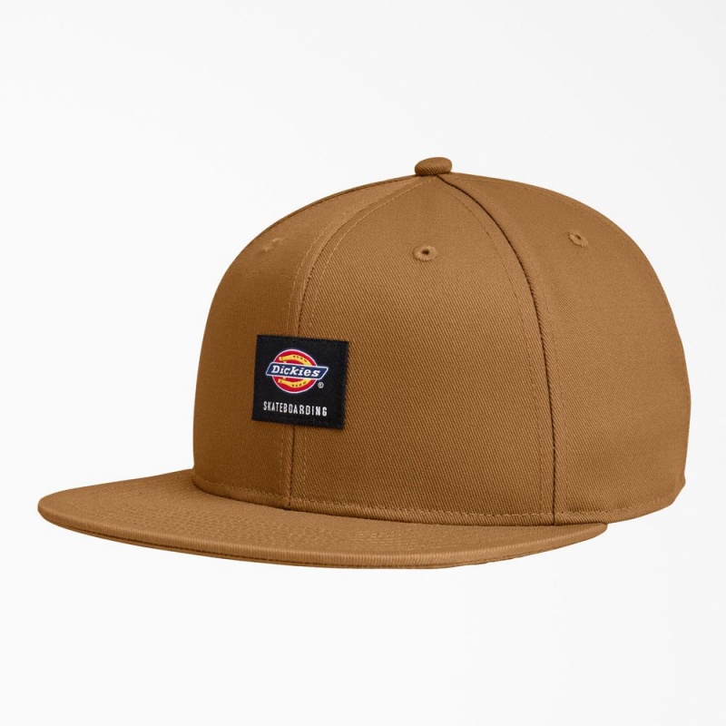 Brown Men\'s Dickies Skateboarding Flat Bill Cap | FIC617298