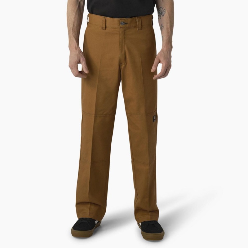 Brown Men\'s Dickies Skateboarding Regular Fit Double Knee Pants | LOI317604