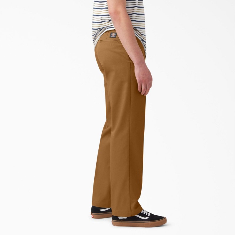 Brown Men's Dickies Skateboarding Regular Fit Twill Pants | BVU730862