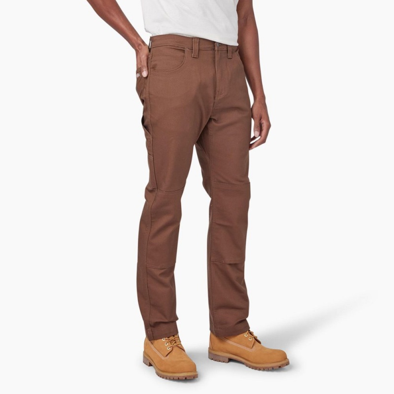 Brown Men's Dickies Slim Fit Duck Canvas Double Knee Pants | PLK154230