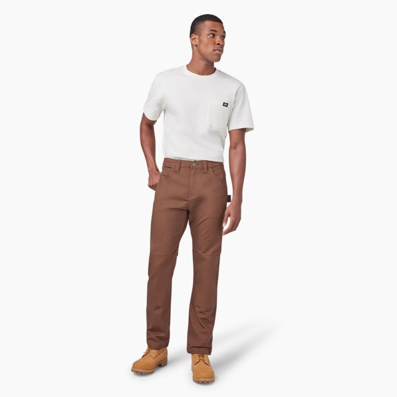 Brown Men's Dickies Slim Fit Duck Canvas Double Knee Pants | PLK154230