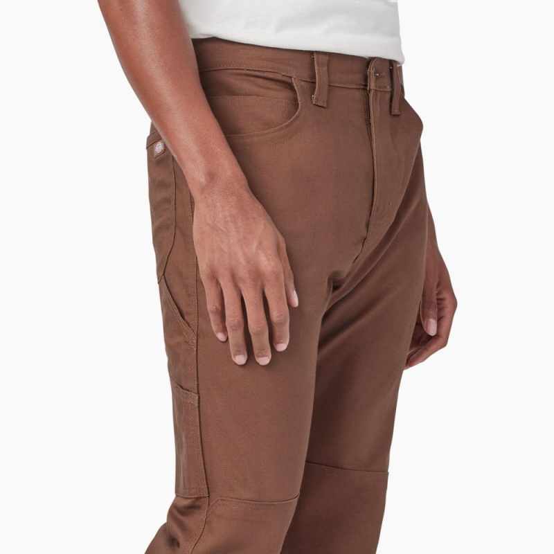 Brown Men's Dickies Slim Fit Duck Canvas Double Knee Pants | PLK154230