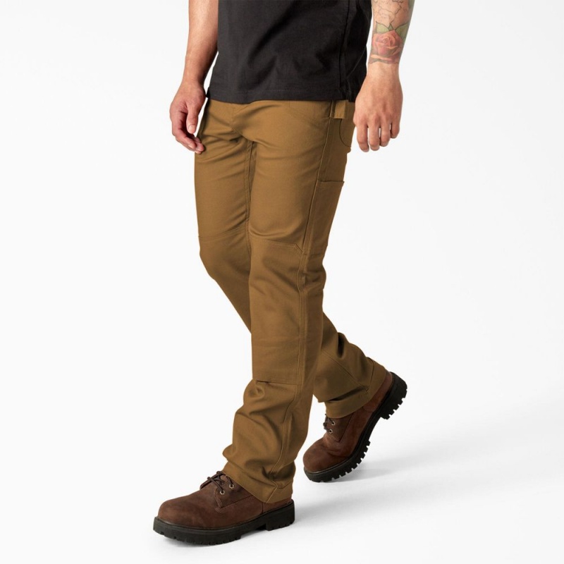 Brown Men's Dickies Slim Fit Duck Canvas Double Knee Pants | SNT093745