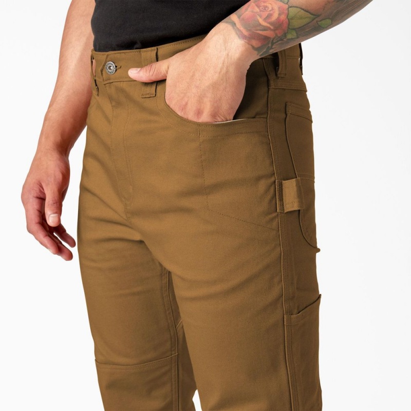 Brown Men's Dickies Slim Fit Duck Canvas Double Knee Pants | SNT093745