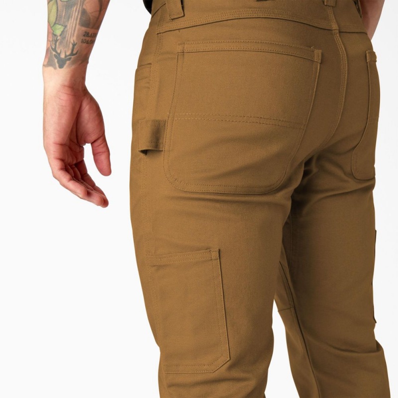 Brown Men's Dickies Slim Fit Duck Canvas Double Knee Pants | SNT093745