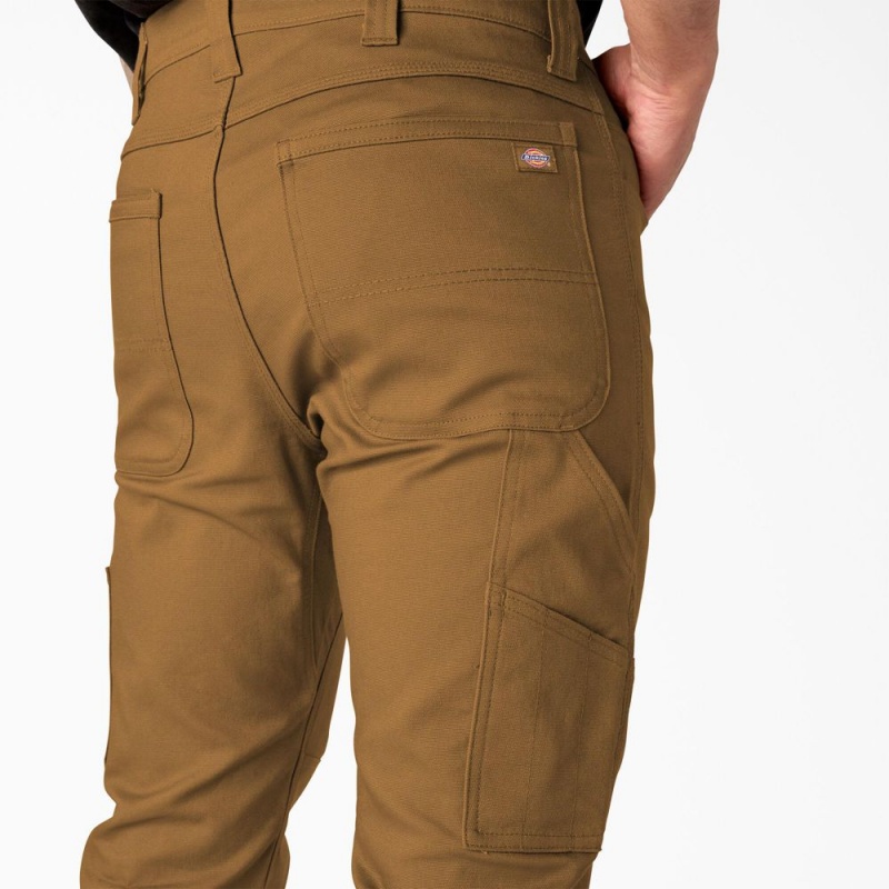 Brown Men's Dickies Slim Fit Duck Canvas Double Knee Pants | SNT093745